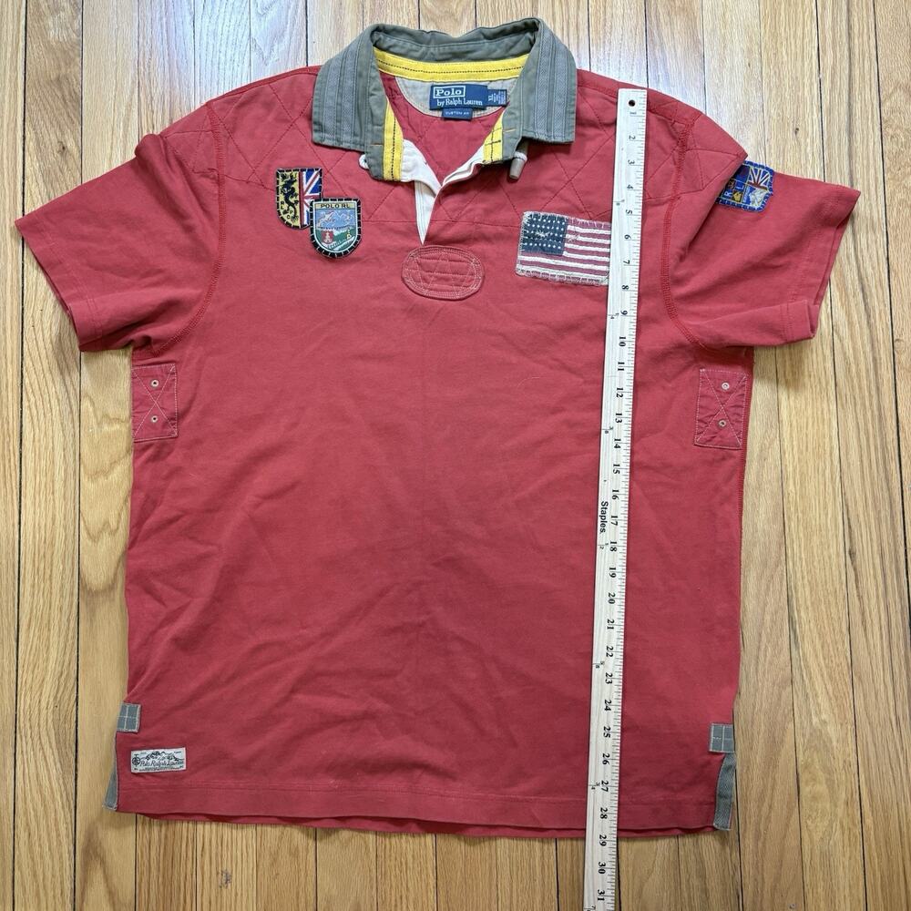Polo Ralph Lauren XL Mountain Expedition Red Rugby Shirt Patches Flags Outdoor - Picture 6 of 16